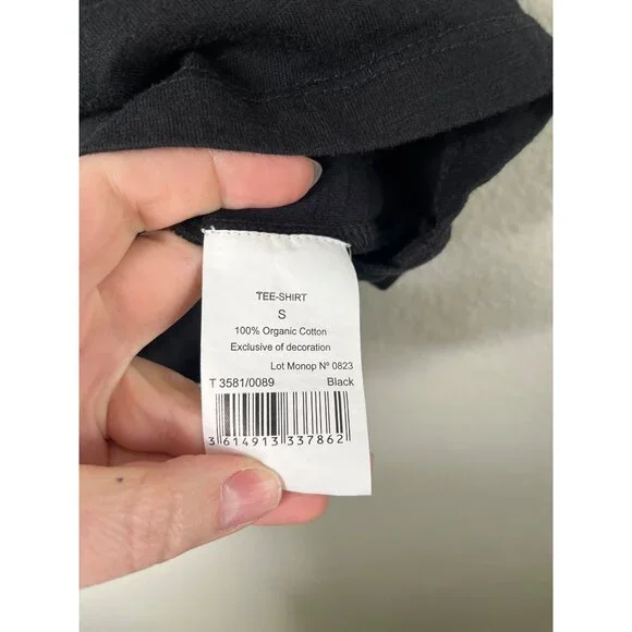 Clare V. X Monoprix Organic Cotton Black Short Sleeve Tee-Shirt Small - Picture 5 of 8